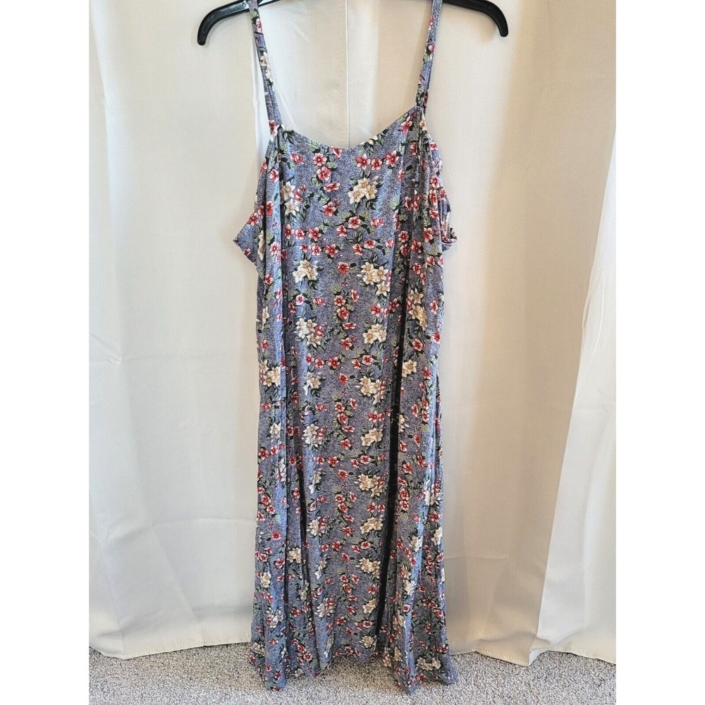 Vtg Extra Touch Dress Large Blue Floral Maxi Cottagecore Boho Prairie 17464